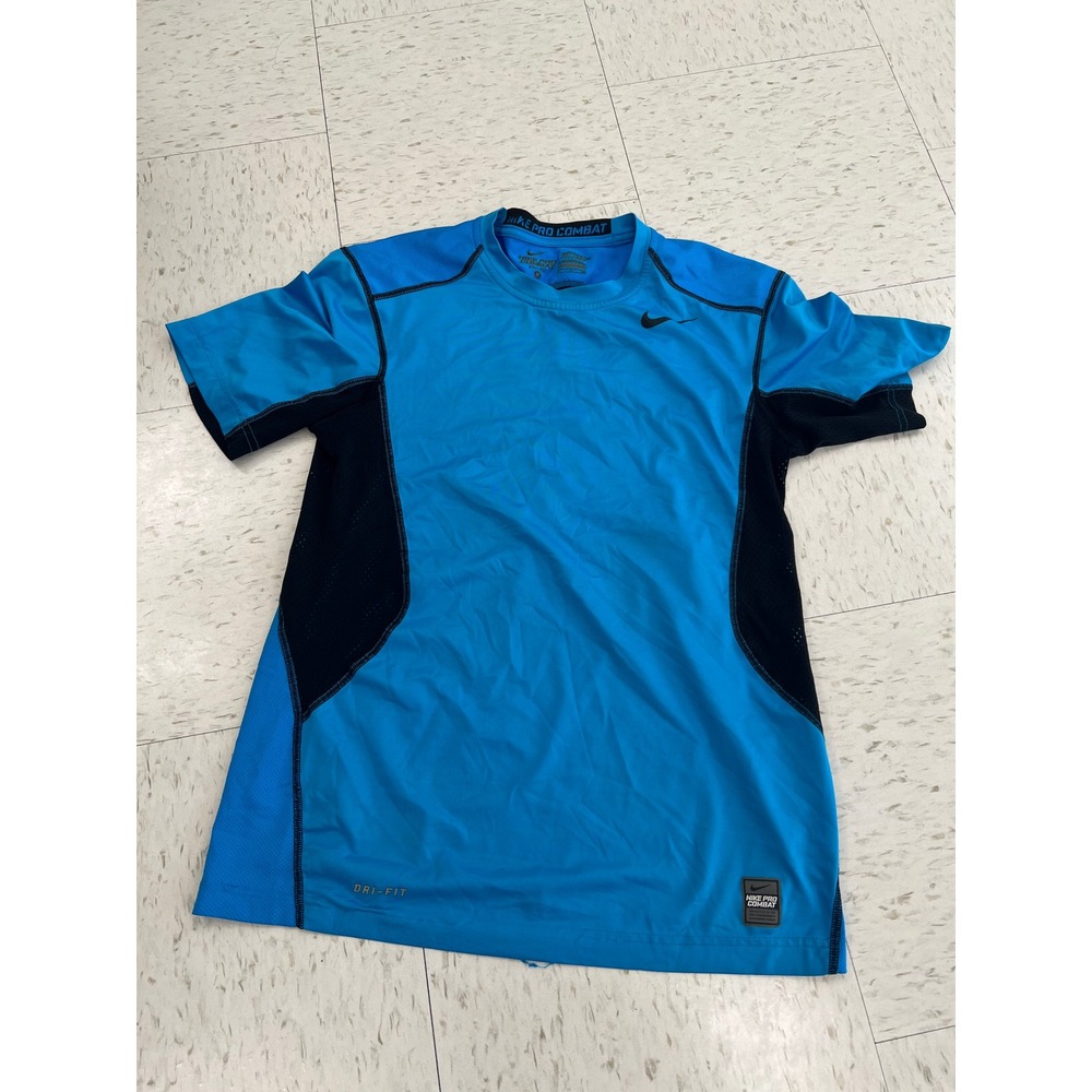 Nike Pro Combat Dri-FIT Compression Shirt Mens Small Blue‎ Short Sleeve Athletic